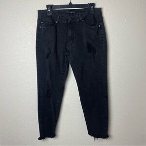 KanCan Black Ankle Skinny Jeans with Distressed Details Size 30
